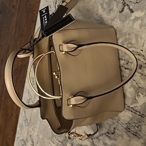 NWT vegan taupe two-in-one handbag